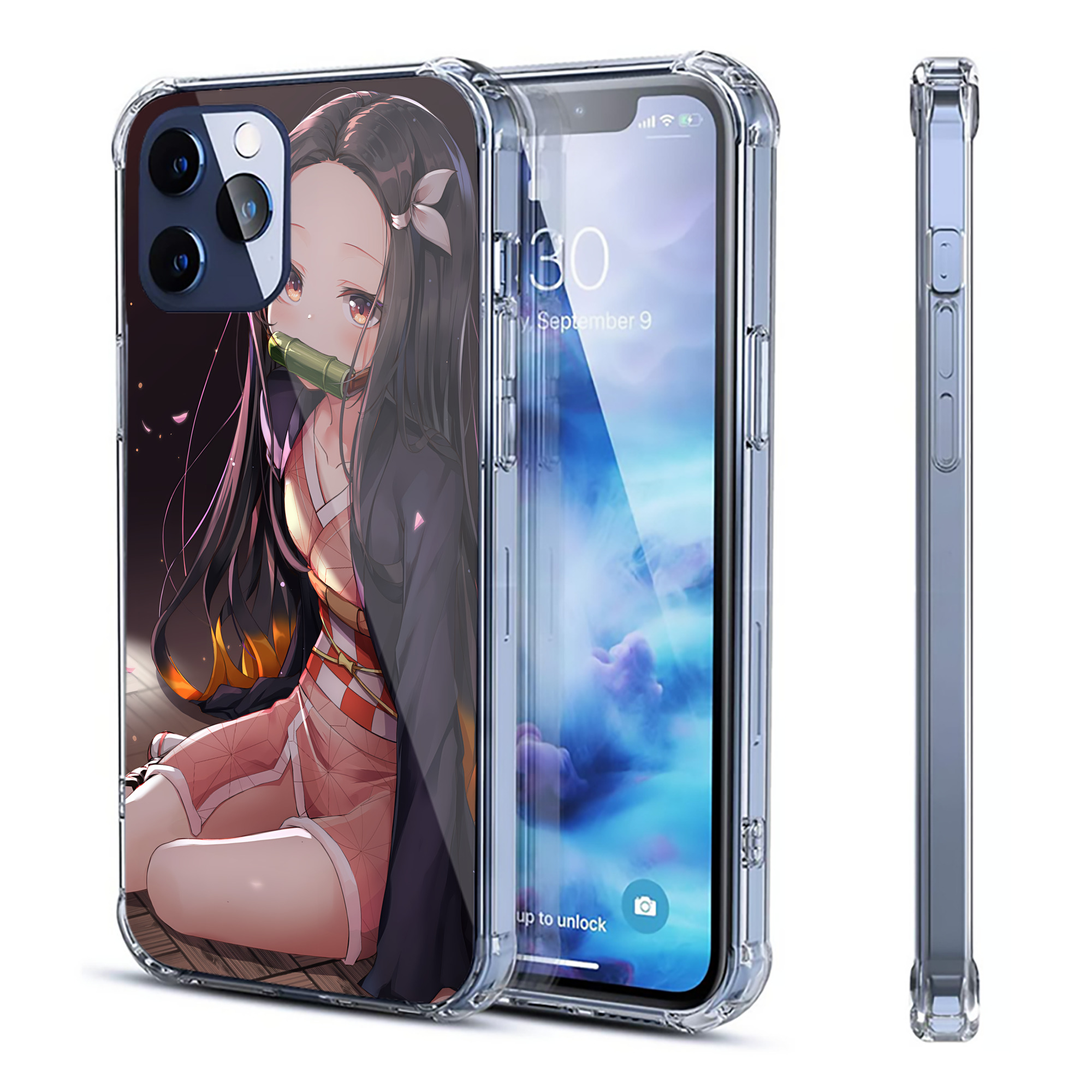 （画像用） 鬼滅の刃（きめつのやいば）竈門 禰󠄀豆子／かまど ねずこ Kamado Nezuko 【iPhone 12シリーズ対応】透明スマホケース（クリアソフトケース）